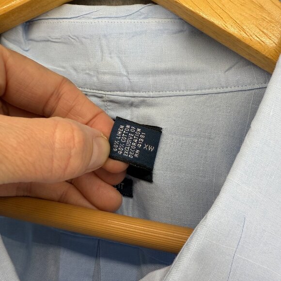 Ralph Lauren Mens 4XB Big Carolina Blue Button Front Shirt Collared Pink Pony SS - Picture 6 of 15